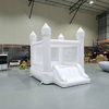 White Inflatable Bounce House With Slide For Party Rental