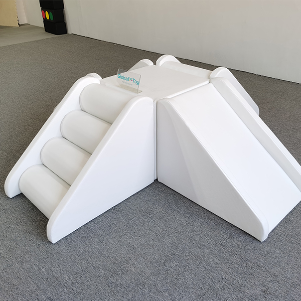White climbing and sliding soft play center for toddlers