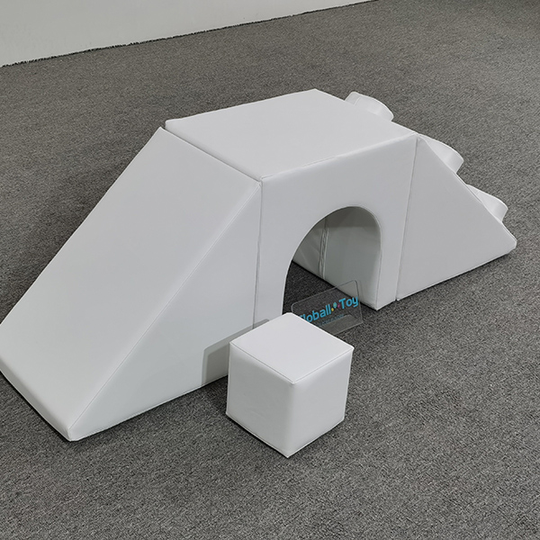 White foam slide and tunnel play set for kids