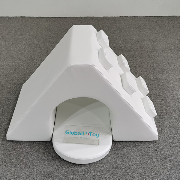White soft foam climber tunnel with steps for crawling activities