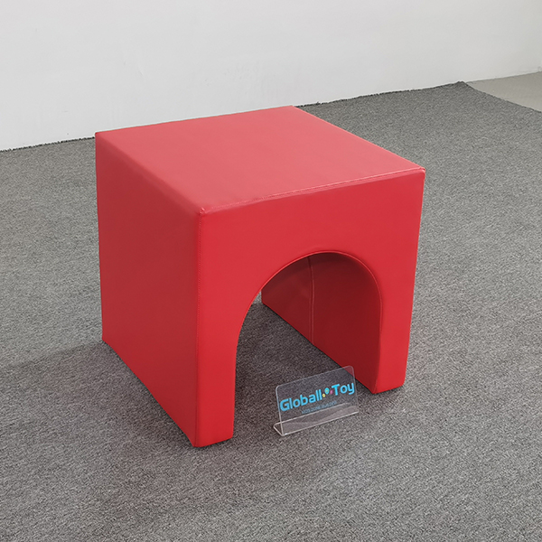Red soft play arch block side angle