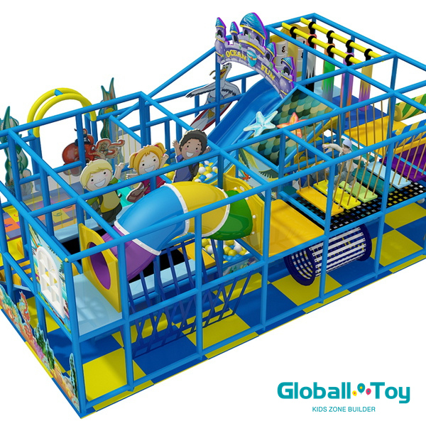 Ocean theme indoor playground equipment with soft play structure for kids fun center