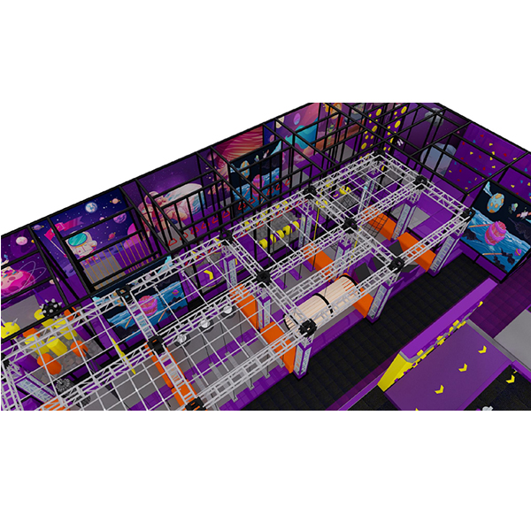 galaxy design indoor ninja warrior course with rope swings and soft play safety flooring