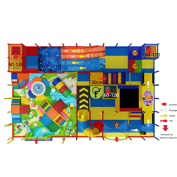 parque de aventura soft play com pontes deslizantes e zona de desafio do curso ninja