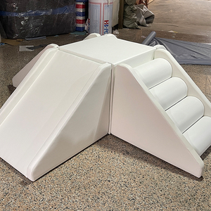 white foam toddler crawl tunnel with soft steps and ramp