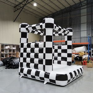 Black and white checkerboard inflatable bounce castle for kids party