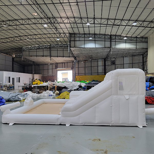 Kids double slide bounce house with obstacle tunnel