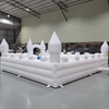 Large white inflatable playhouse with turrets for children parties