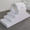 White soft play tunnel climber set with stairs and slide