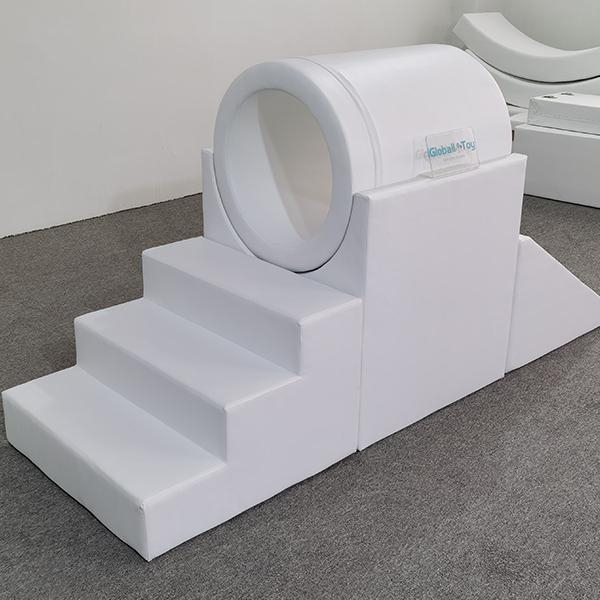 Blimber de túnel de jogo suave branco conjunto de escadas e slide