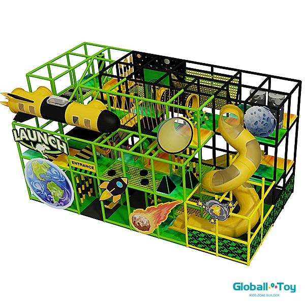 two level indoor playground manufacturer with space theme adventure park