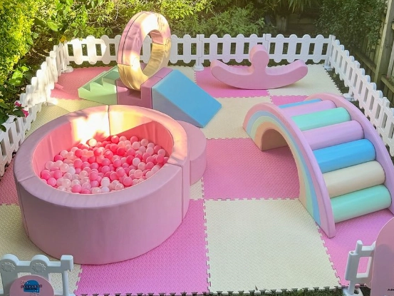 Luxury Pink Soft Play Sets with Ball Pit & Inflatable Castle – Kids Event Rental Equipment