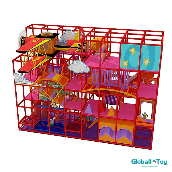 airplane indoor playground adventure park supplier with multi level soft play