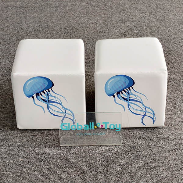 Jellyfish pattern soft play cubes front view