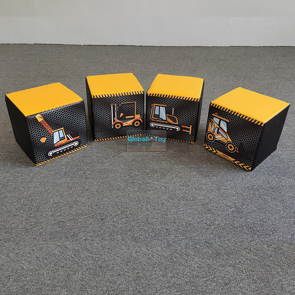 Blocos de jogo de cubo macio com tema de construção para crianças