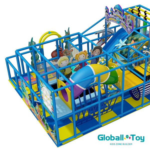 Commercial indoor play area with colorful slides tunnels and ball pit supplier
