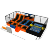 modular trampoline park system with balance beam and foam cubes