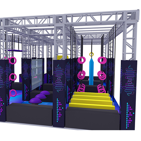 Ninja Ropes Course Cartoon Glow Ninja Warrior Obstacle Course with LED Lights and Rope Challenges ...