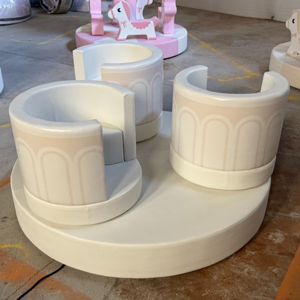 Pink round cup spinning toy for indoor soft play center