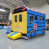 Colorida Casa de rebote del tema del autobús inflable con diapositivas