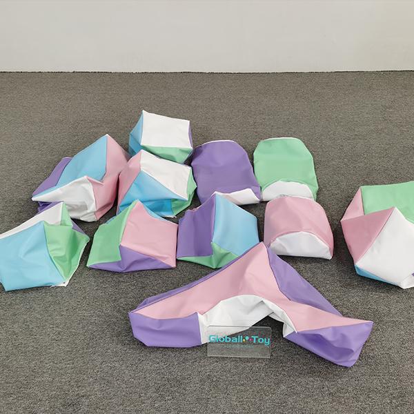 Colorful pastel soft play cube blocks for toddler games