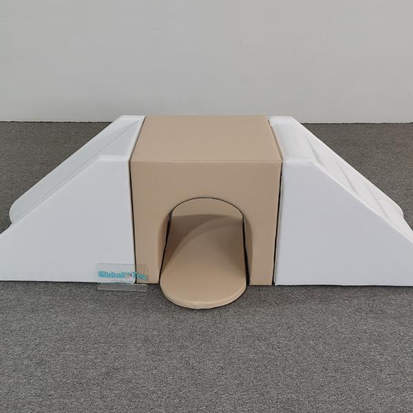 beige soft crawl tunnel climber for toddlers
