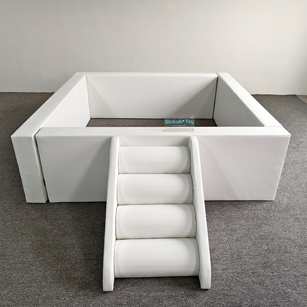 white fence ball pit with slide for indoor playground