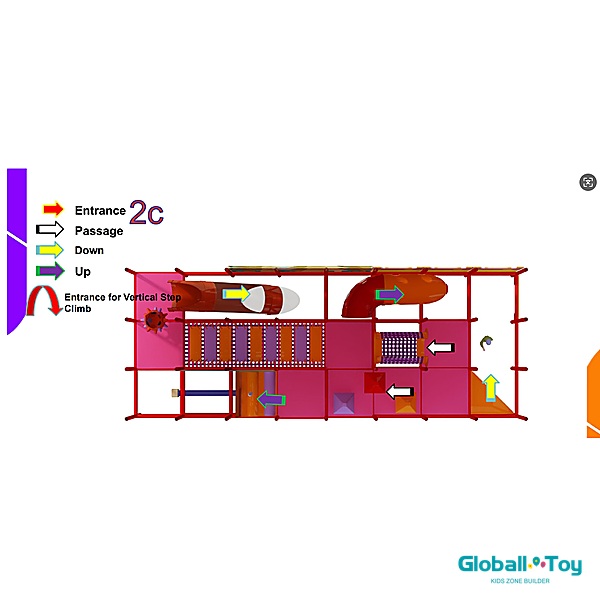 commercieel binnenspeeltuin 1C lay-outontwerp met tunnels en glijbanen