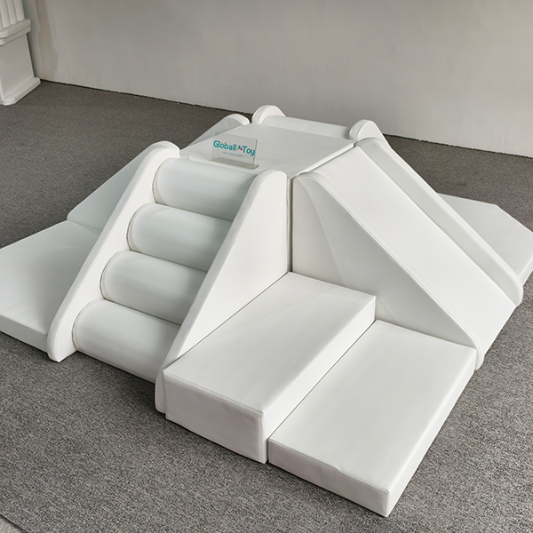white toddler climbing slide soft play structure