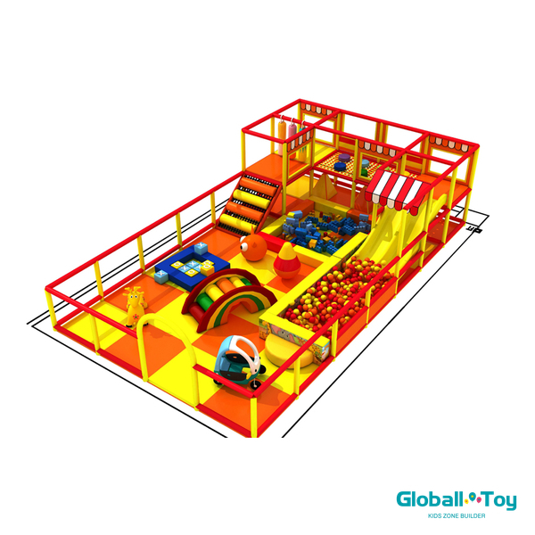 wholesale toddler indoor playground package with ball pit and double slide