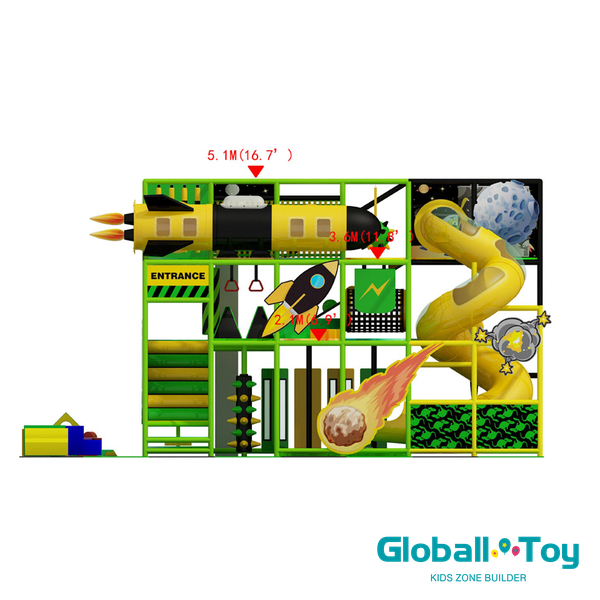 indoor space theme playground rocket tunnel slide for kids entertainment center
