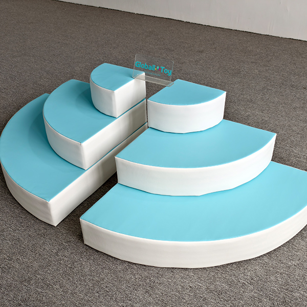 Toddler foam steps for indoor soft playground with bright blue leather