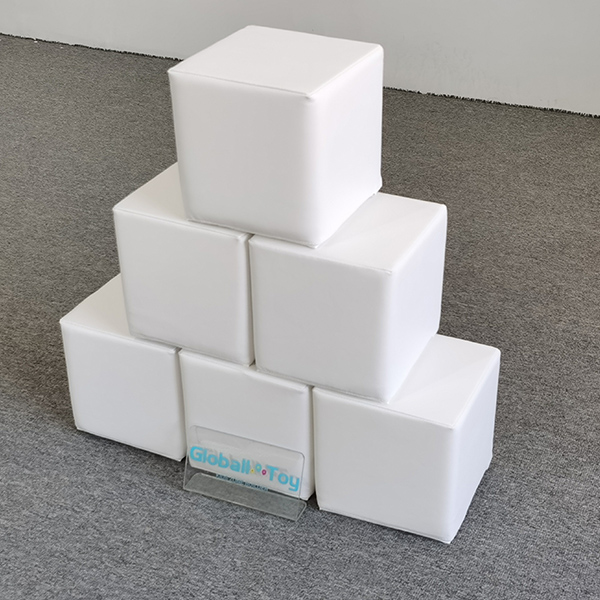 White foam cube play blocks pyramid stack