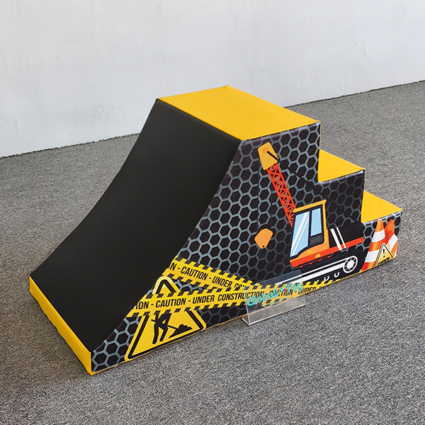 indoor soft play ramp and steps with construction print