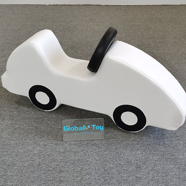 White soft play car rocker toy for toddlers