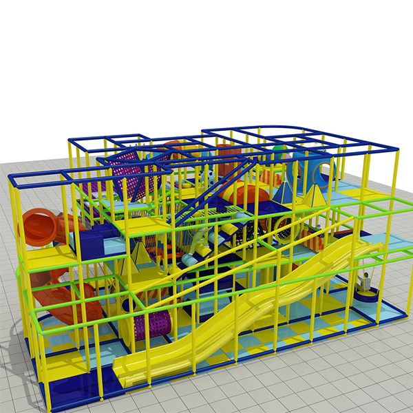 multi level indoor play structure with tunnels climbing frames and bridges