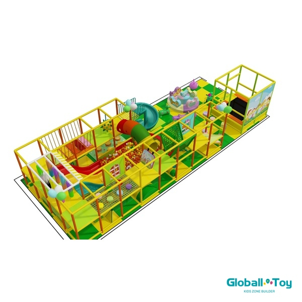 commercial indoor playground with spiral slide ball pit and trampoline zone