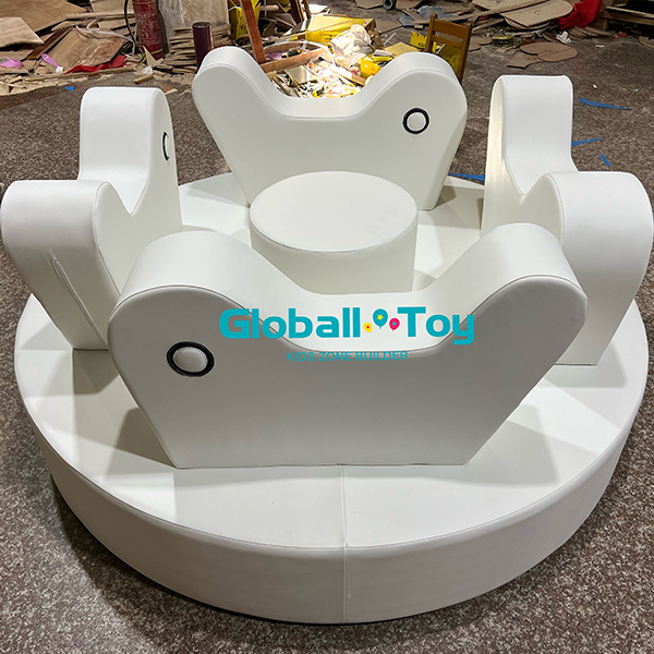 White Soft Play Carousel for Kids Indoor Playground
