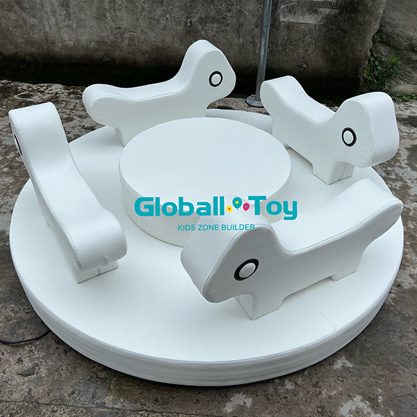 Custom animal merry go round soft play toy for daycare and preschool