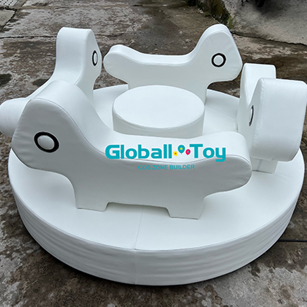 Indoor white soft ride-on spinning merry go round toy for children