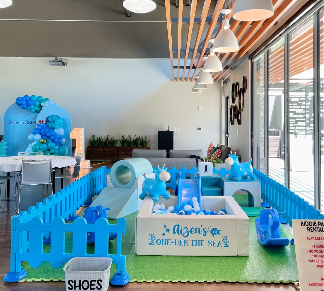 Blue and white soft play packages for kids indoor play