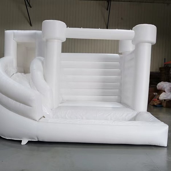 Wholesale White Jumping Castle with Arched Slide Inflatable Fun Toy