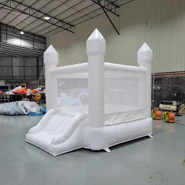 Commercial White Jumping Castle With Slide For Indoor Playground
