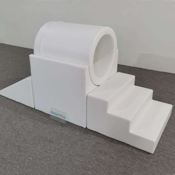 White tunnel and slide soft play structure for kids
