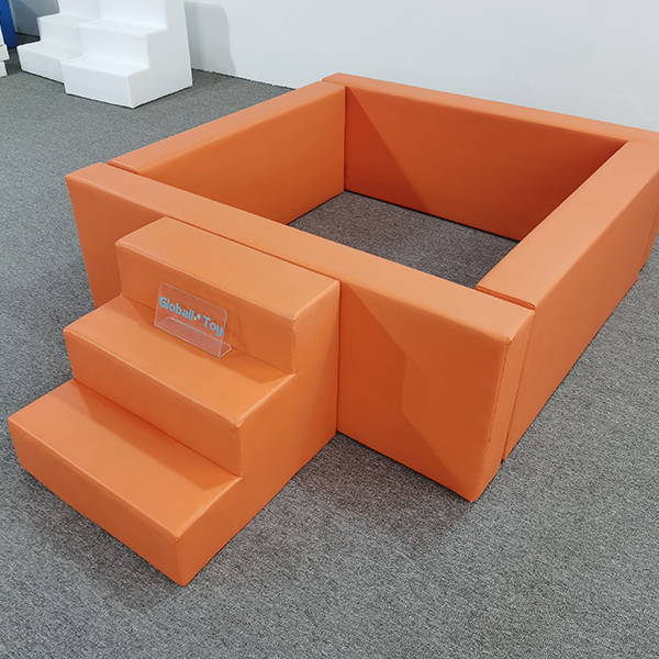 orange soft play ball pit with stairs for toddler events