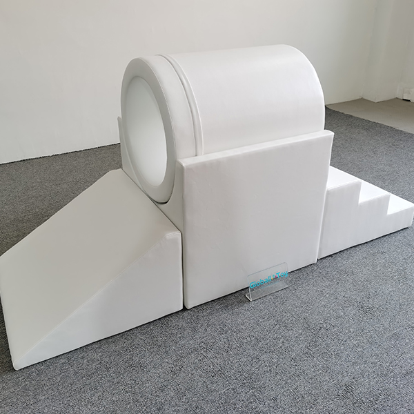 white-soft-play-tunnel-slide-and-stairs