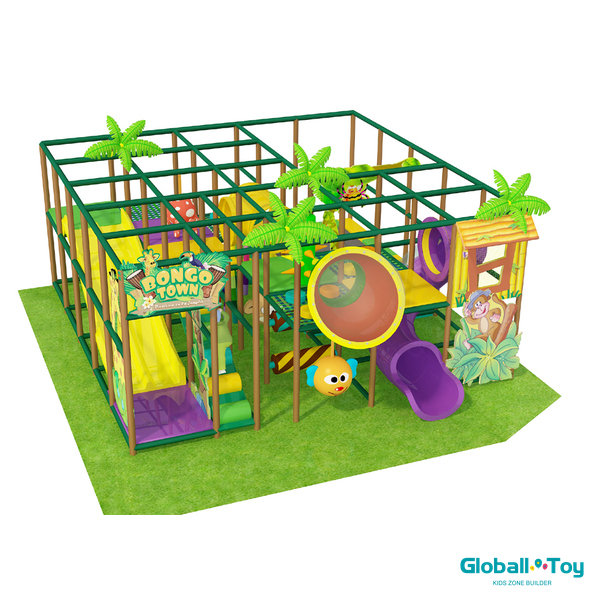 safari indoor play center with trampoline, foam pit and climbing tunnels
