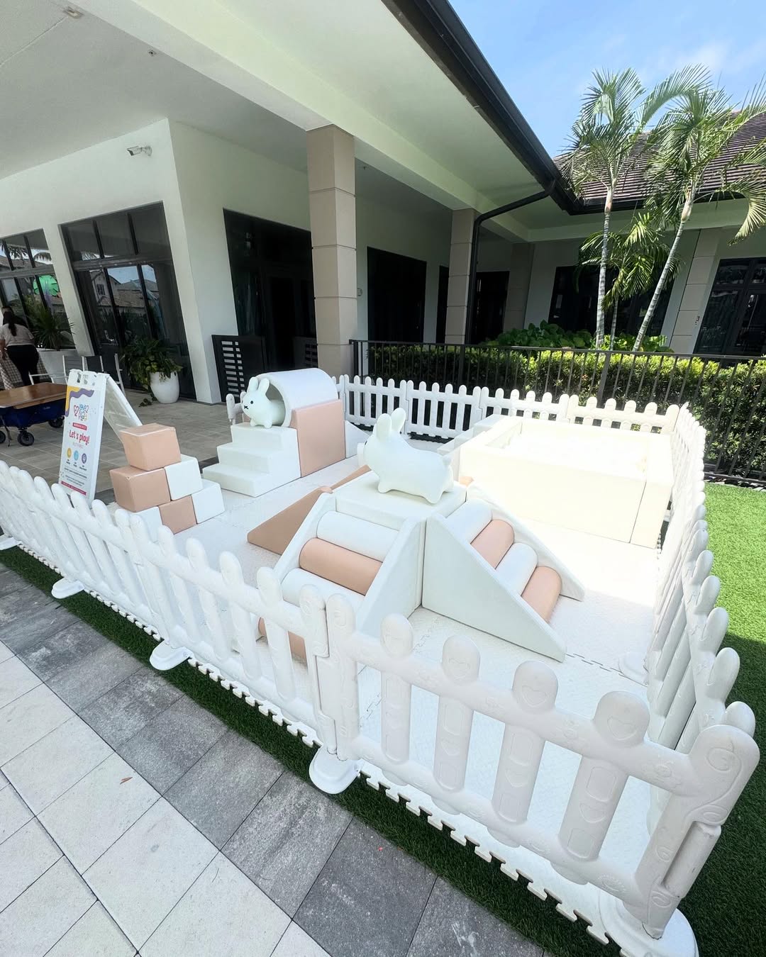 White Soft Play Set with Climbing Blocks and Tunnel for Outdoor Kids Play Area