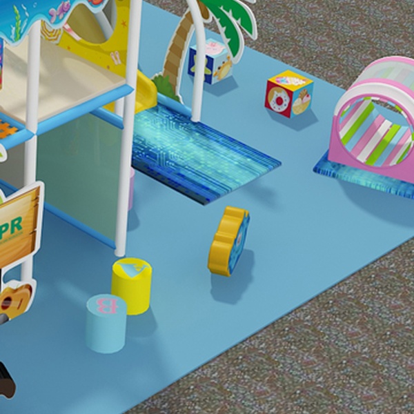 parco giochi al coperto per bambini con set di giocattoli e blocchi morbidi