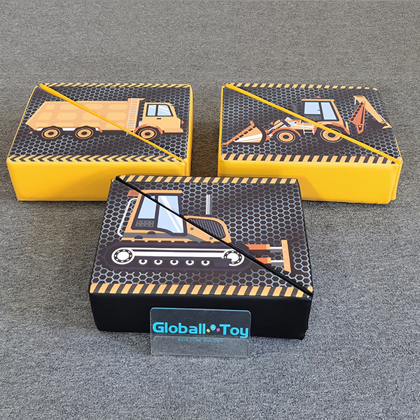 Construction truck graphic soft play blocks in yellow and black